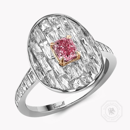 Masterpiece Stage Setting 0.50ct Fancy Vivid Pink Diamond Cluster Ring