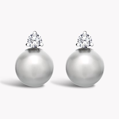 South Sea Pearl Earrings in 18ct White Gold 12 - 13mm