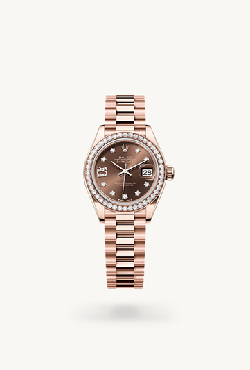 Rolex Lady-Datejust Oyster, 28 mm, Everose gold and diamonds