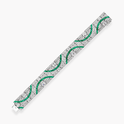 Art Deco Old Cut 9.25ct Diamond and Emerald Bracelet