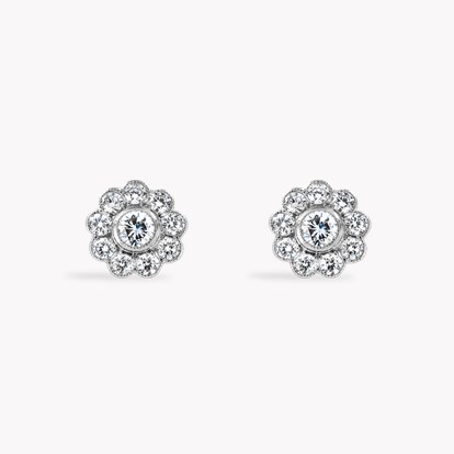 Contemporary Diamond Cluster Earrings 0.90ct in Platinum