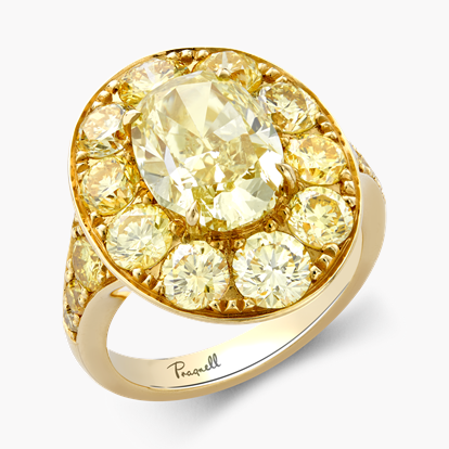 Masterpiece 3.47ct Fancy Vivid Yellow Diamond Cluster Ring in 18ct Yellow Gold