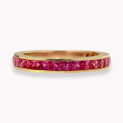 French Cut 1.50ct Ruby 3/4 Eternity Ring
