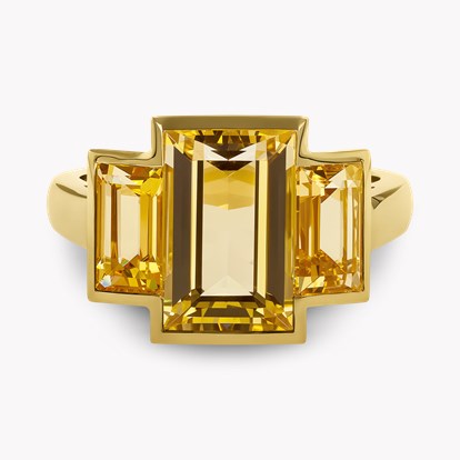 Kingdom 4.19ct Yellow Beryl Three Stone Ring