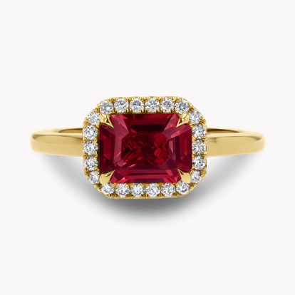 Octagon Cut 1.49ct Mozambique Ruby and Diamond Ring