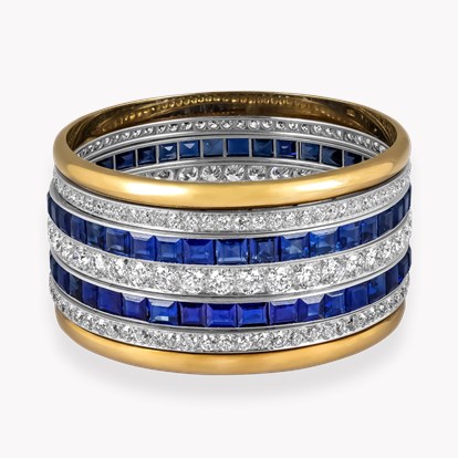 Art Deco 55ct Sapphire and Diamond Bangle