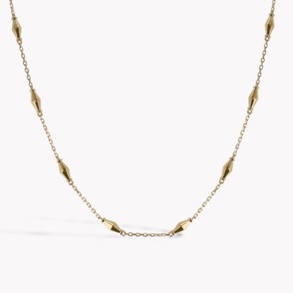 Mini-Cleopatra Gold Faceted Barrel Link Chain 45cm Necklace