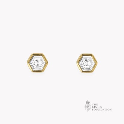 Honeycomb Diamond Solitaire Earrings 2.00ct in 18ct Yellow Gold
