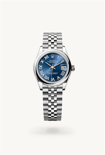 Datejust 31 * Oyster, 31 mm, Oystersteel with a Bright blue Domed bezel and Jubilee, five-piece links bracelet
