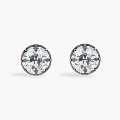 Old European Cut 14.23ct Diamond Earrings In Silver and Yellow Gold