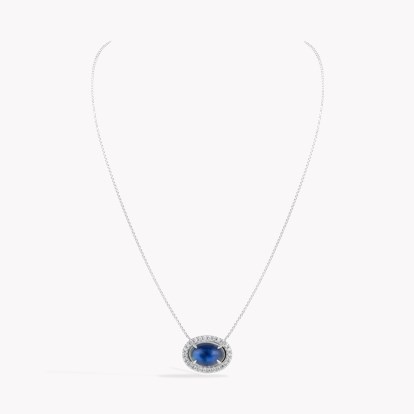 Oval Cabochon Cut 8.04ct Moonstone and Diamond Pendant