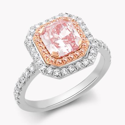 Masterpiece Fancy Orangy Pink Diamond Ring 1.28CT in Platinum & Rose Gold