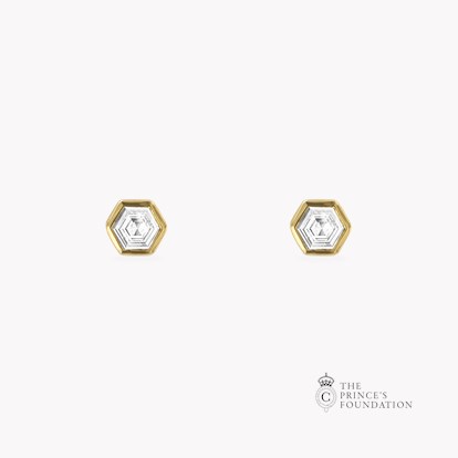 Honeycomb Diamond Solitaire Earrings 0.50ct in 18ct Yellow Gold