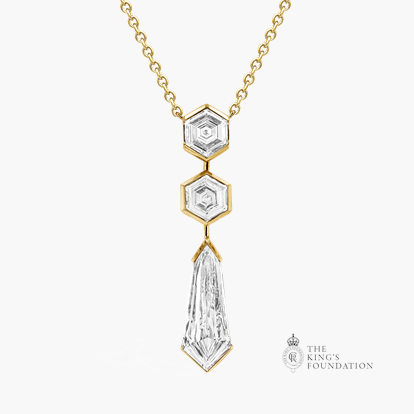 Masterpiece Honeycomb 4.02ct Diamond Drop Pendant in 18ct Yellow Gold