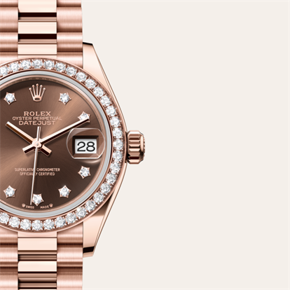 Lady-Datejust, Oyster, 28 mm, Everose gold and diamonds watch