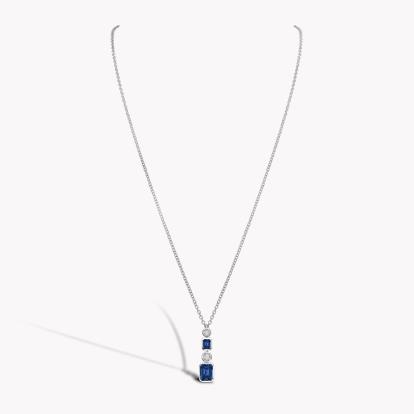 Emerald Cut Sapphire and Diamond Drop Pendant
