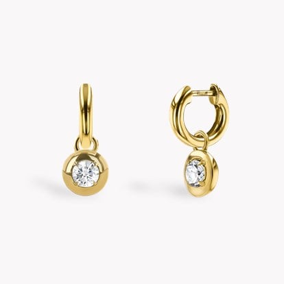 Skimming Stone 0.30ct Botswana Diamond Drop Hoop Earrings in 18ct Yellow Gold