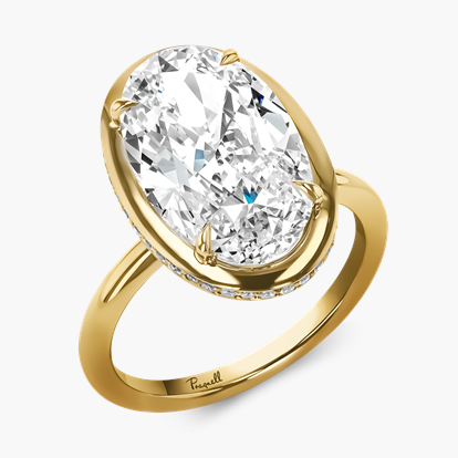 Masterpiece Skimming Stone 5.36ct Oval Diamond Solitaire Ring in 18ct Yellow Gold