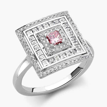 Masterpiece Fancy Intense Pink Diamond Ripple Ring 0.21ct in Platinum