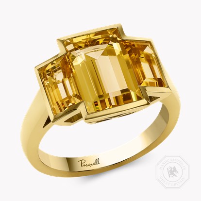 Kingdom 4.19ct Yellow Beryl Three Stone Ring in 18ct Yellow Gold
