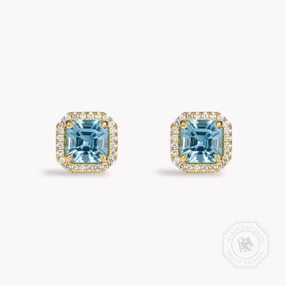 Asscher Cut 1.72ct Lukusuzi Aquamarine and Diamond Earrings