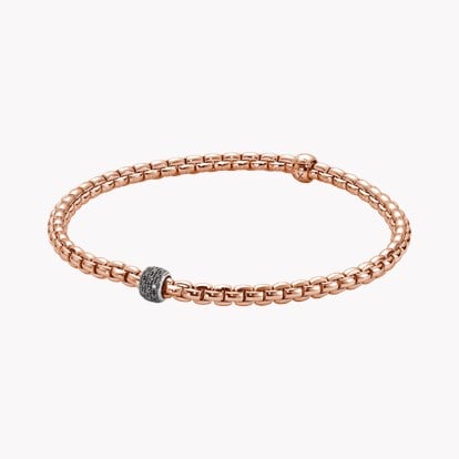 FOPE Eka Tiny Flex'It Extra Large Black Diamond Bracelet 0.20ct in 18ct Rose Gold