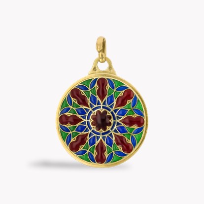 Retro Cartier Plique a Jour Enamel Pendant