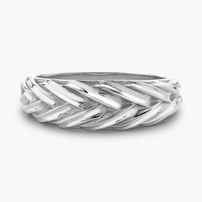 Handmade English Chain Band Ring in 18ct White Gold