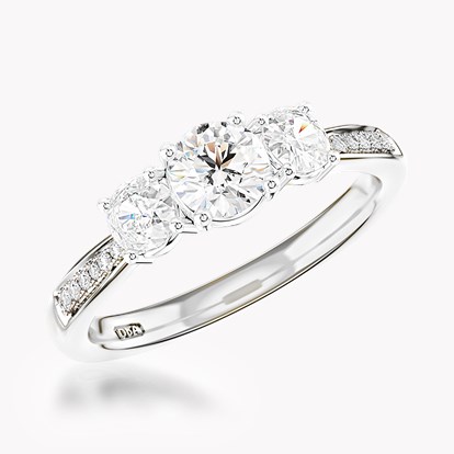 0.60ct Diamond Three-Stone Ring Platinum Duchess Setting