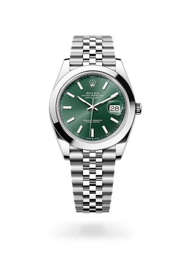 Datejust 41 * Oyster, 41 mm, Oystersteel with a Bright black Smooth bezel and Oyster, three-piece solid links bracelet