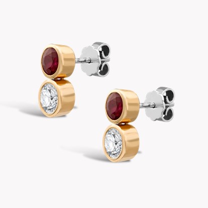 Ruby and Diamond Drop Earrings