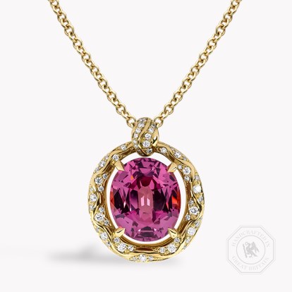 Masterpiece Oval Cut 7.46ct Kitulo Garnet and Diamond Pendant