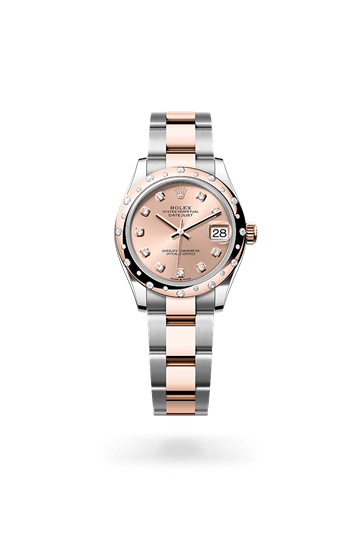 Datejust 31 * Oyster, 31 mm, Oystersteel, Everose gold and diamonds with a White Domed, set with diamonds bezel and Jubilee, five-piece links bracelet