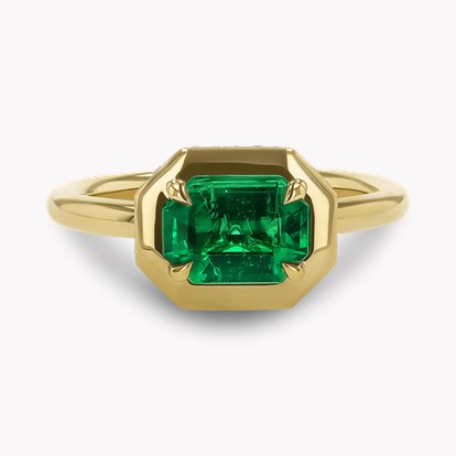 Skimming Stone 1.01ct Emerald and Diamond Ring