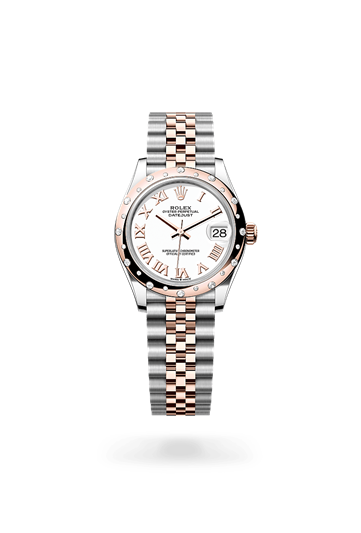 Datejust 31 * Oyster, 31 mm, Oystersteel, Everose gold and diamonds with a White Domed, set with diamonds bezel and Jubilee, five-piece links bracelet