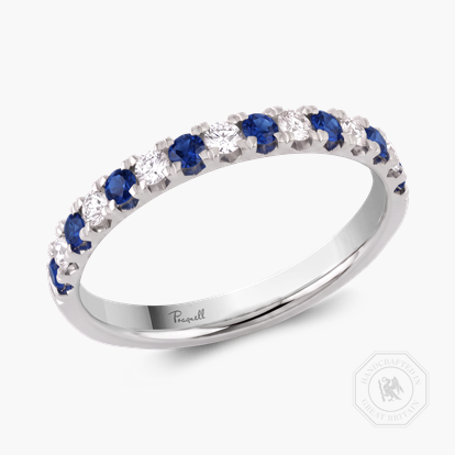 Brilliant Cut Sapphire and Diamond Half Eternity Ring