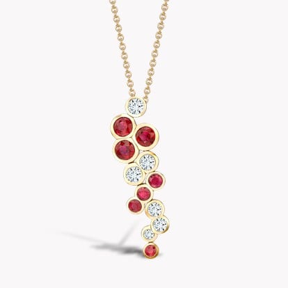 Bubbles Ruby and Diamond Drop Pendant 3.76ct in 18ct Rose Gold