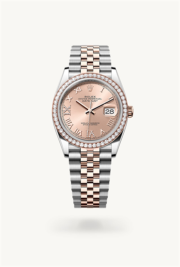 Rolex Datejust 36 Oyster, 36 mm, Oystersteel, Everose gold and diamonds