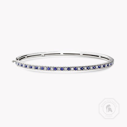 Sapphire & Diamond Half Hoop Bangle 1.23ct in 18ct White Gold