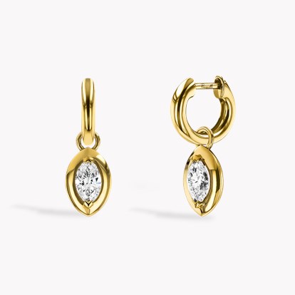Skimming Stone 1.14ct Marquise Diamond Drop Earrings in 18ct Yellow Gold