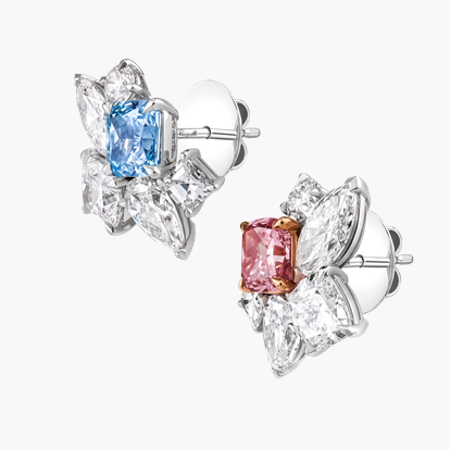 Masterpiece Bloom Setting Fancy Diamond Cluster Earrings