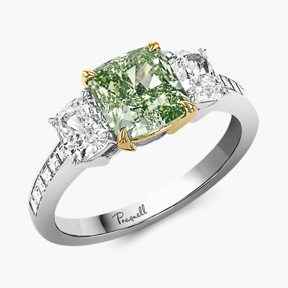 Masterpiece 2.07ct Fancy Intense Yellowish-Green Diamond Ring in Platinum and 18ct Yellow Gold