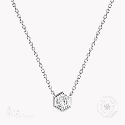 Honeycomb Diamond Solitare Pendant 1.11ct in 18ct White Gold
