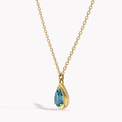 Skimming Stone 1.12ct Lukusuzi Aquamarine and Diamond Pendant