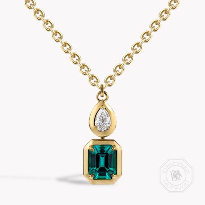 Skimming Stone 2.47ct Namibian Lagoon Tourmaline and Diamond Pendant