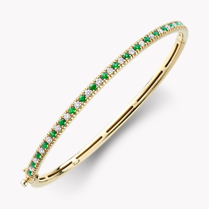 Emerald & Diamond Half Hoop Bangle