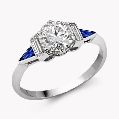 Art Deco 1.00ct Sapphire and Diamond Five Stone Ring
