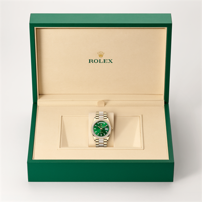 Day-Date 36, Oyster, 36 mm, yellow gold and diamonds watch inside presentation box