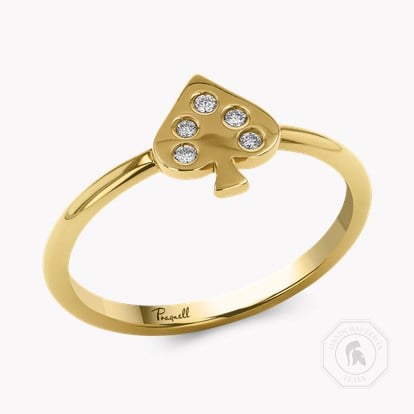 Brilliant Cut Diamond LadyLuck Spade Ring in 18ct Yellow Gold