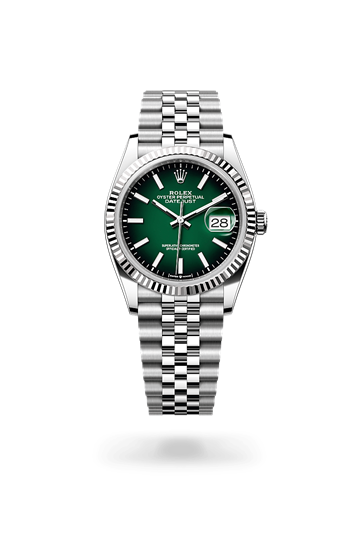 Datejust 36 * Oyster, 36 mm, Oystersteel and white gold with a Dark grey set with diamonds Fluted bezel and Jubilee, five-piece links bracelet